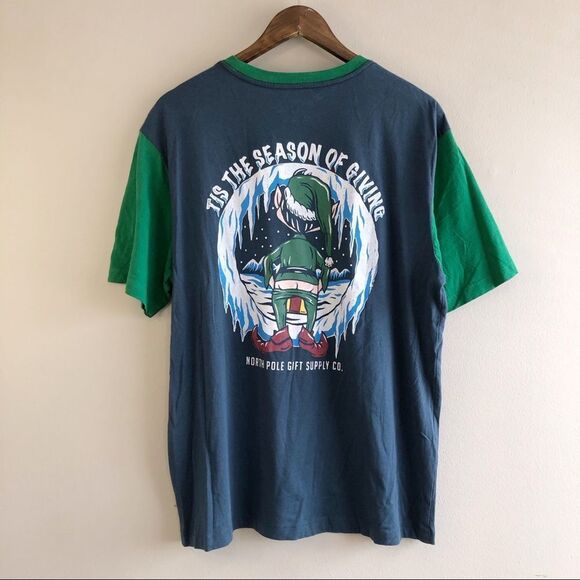 Ugly Christmas T-Shirt Elf D**k In A Box Funny Joke Holiday Tee Shirt Blue - Picture 3 of 14